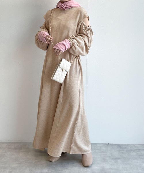 「w closet」 ニットワンピース FREE ライトベージュ レディース_画像6