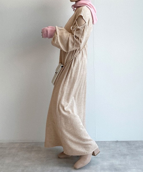 「w closet」 ニットワンピース FREE ライトベージュ レディース_画像7