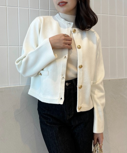 ánuans アニュアンス　ニットジャケット　カーディガン白 anuans（アニュアンス） ニットカーディガン FREE ベージュ レディース