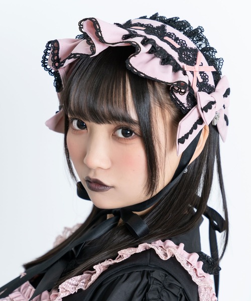 Emilyハートチャームヘッドドレス ブラック×ホワイト Emilyハートチャームヘッドドレス – レディースファッション通販
