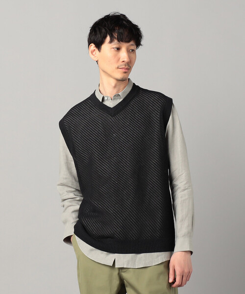 ［26SS］[今シーズン]COMME des GARCONS ニットベスト　麻 COMME CA MEN（コムサメン） セーター ニット ペーパーヤーン透かし