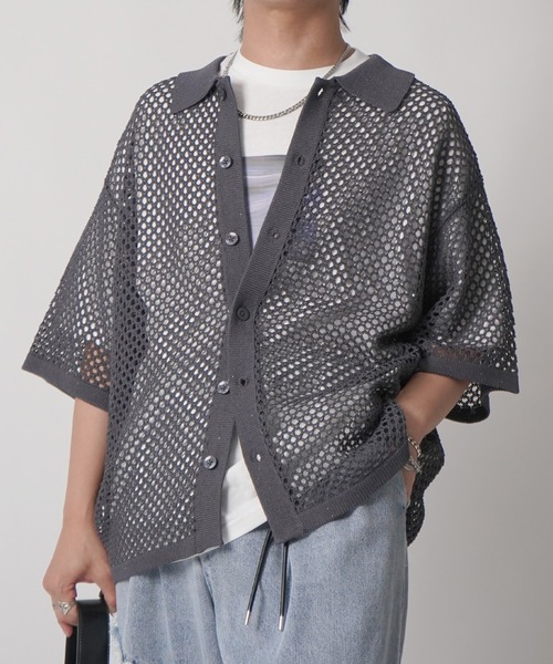 本革メッシュシャツ Confirm シャツ 25SS スパンコール メッシュシャツ ユニセックス