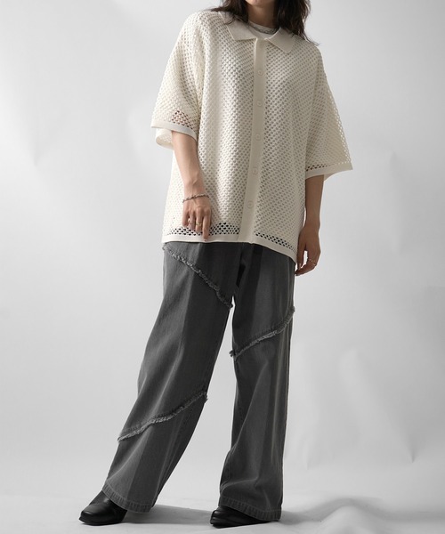 本革メッシュシャツ Liugoo Leathers 本革 メッシュレザーTシャツ メンズ