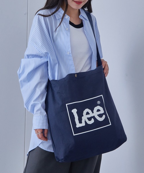 トートバッグ ネイビー/アイボリー Lee（リー） トートバッグ 「Lee」BIG 2WAY トートバッグ レディース