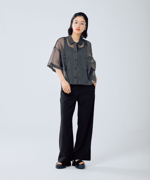 ブラウス シャツ smocking cami ブラウス レディース スキッパーカラーブラウス【7分袖】【OEKO-TEX】 (ASB22235-71