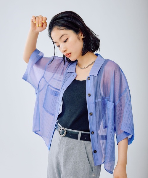ブラウス シャツ smocking cami ブラウス レディース スキッパーカラーブラウス【7分袖】【OEKO-TEX】 (ASB22235-71