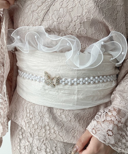 AS KNOW AS（アズノゥアズ） パール付きフリル帯揚げ 「ZOZOTOWN限定