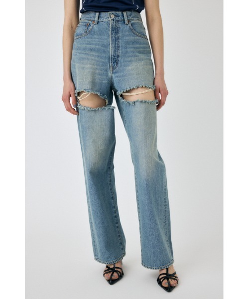 MOUSSY ジーンズ デニム デニムパンツ CUT OUT LOOSE STRAIGHT