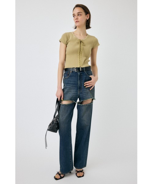 moussy ♡デニム♡ CUT OUT LOOSE STRAIGHT MOUSSY（マウジー） ジーンズ デニム デニムパンツ CUT OUT LOOSE