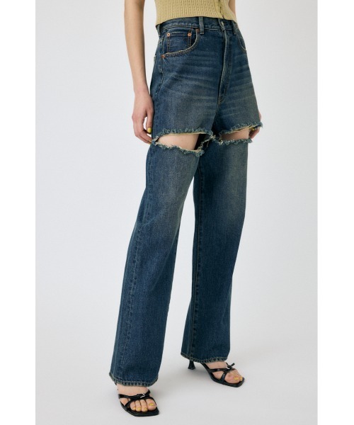 MOUSSY ジーンズ デニム デニムパンツ CUT OUT LOOSE STRAIGHT