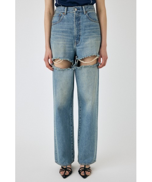 MOUSSY ジーンズ デニム デニムパンツ CUT OUT LOOSE STRAIGHT
