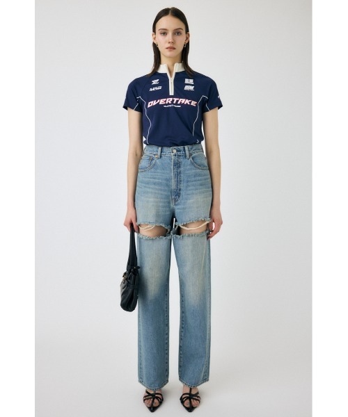 MOUSSY ジーンズ デニム デニムパンツ CUT OUT LOOSE STRAIGHT