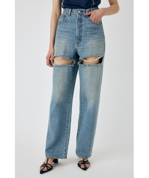 moussy デニム CUT OUT LOOSE STRAIGHT 25インチ CUT OUT LOOSE STRAIGHT（デニムパンツ）｜MOUSSY（マウジー）の