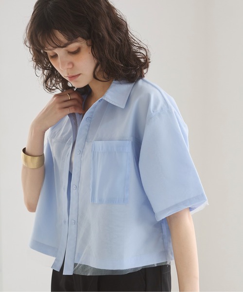 ブラウス シャツ SHORT BLOUSE レディース callautia ブラウス シャツ サイドギャザーショートシャツ