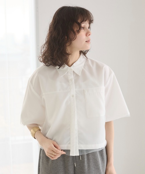 ブラウス シャツ offshoulder cotton blouse レディース GLOBAL WORK ブラウス シャツ さらさらリラックス2WAYタック長袖