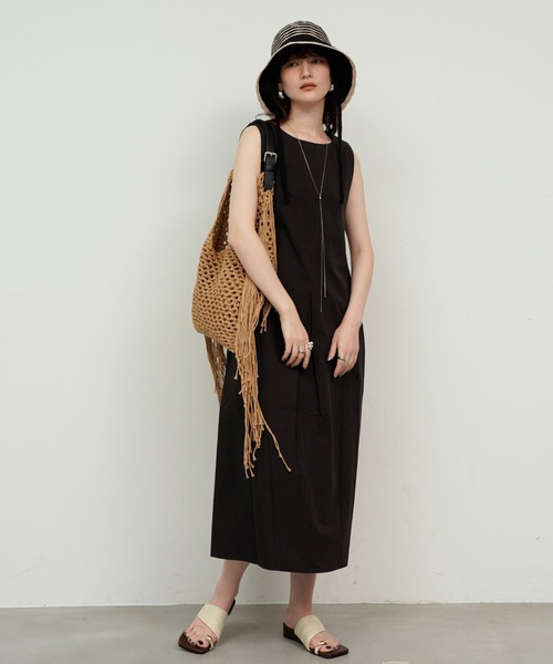 トートバッグ Rope knit fringe tote bag / 縄あみフリンジトート