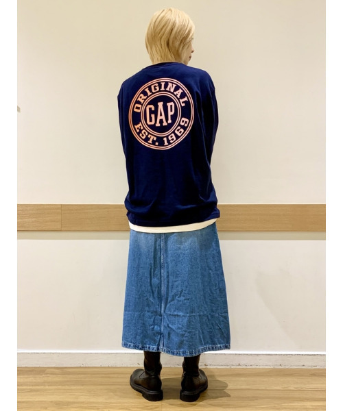 「GAP」 長袖Tシャツ L ネイビー メンズ