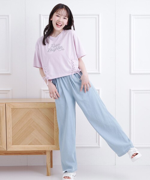 PINK-latte（ピンクラテ） パンツ 冷感さらっとイージーロングパンツ