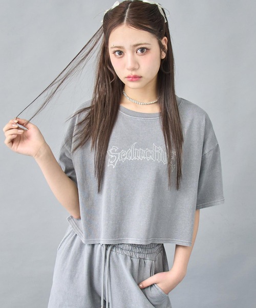 SOLD OUT♡ANAP♡ロゴTシャツ ANAP tシャツ ピグメント ビジューロゴ クロップドTシャツ