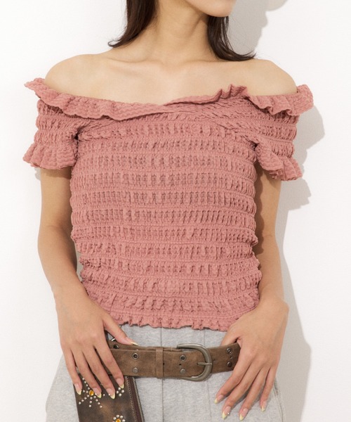 トップス RANDOM SHIRRING 2WAY BUSTIER SLY | 2WAY SHIRRING BUSTIER トップス (タンクトップ ) |SHEL