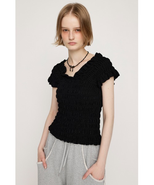 SLY tシャツ 「2WAY」SHEER SHIRRING BUSTIER TOPS シアー
