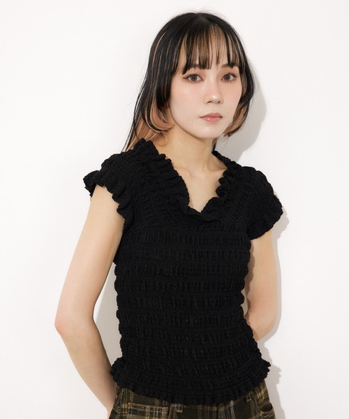 SLY tシャツ 「2WAY」SHEER SHIRRING BUSTIER TOPS シアー