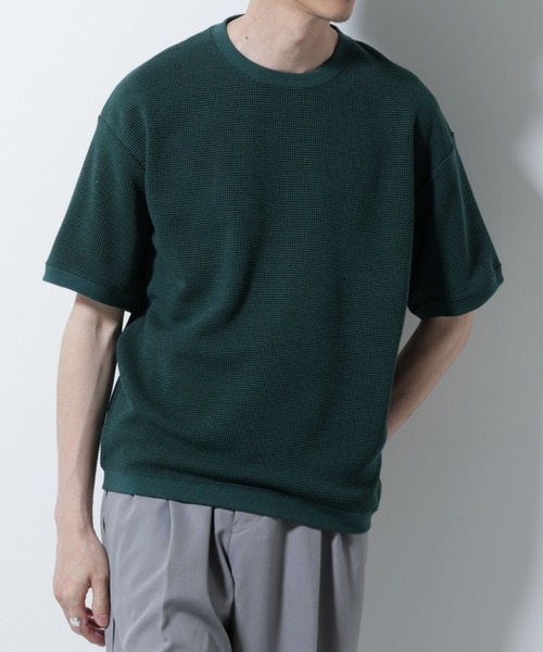 ナノユニバース ワッフル生地 トップス ミニワッフルクルーネックTシャツ 長袖 | NANO universe（ナノ