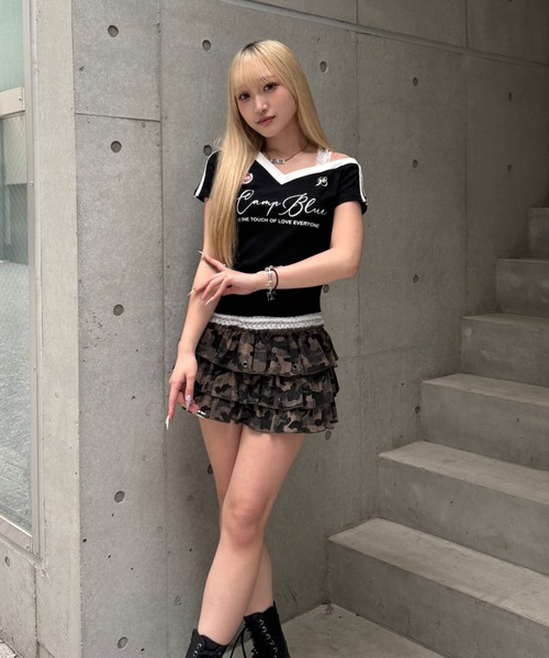 MARKANDLONA カモフラージュ ニットミニスカート MARKANDLONA カモフラージュ ニットミニスカート