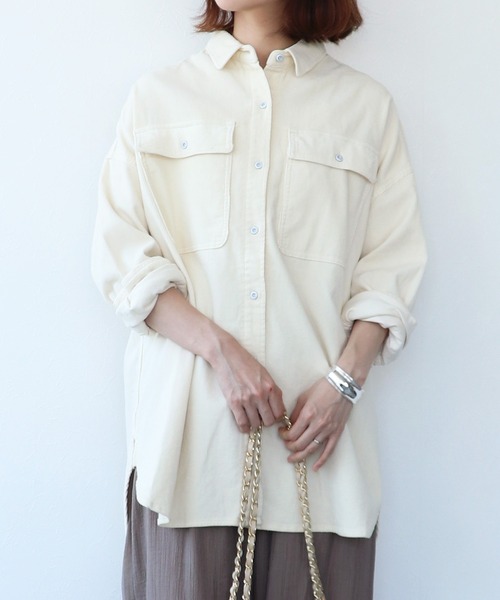 ブラウス シャツ Almond コーデュロイビッグシャツ「Healthy Denim/ヘルシーデニム」 レディース