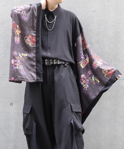 REZEN（リゼン） シャツ 和ネオンプリント和袖シャツ メンズ