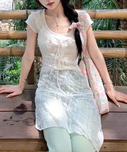 Nodress レース ホワイト ワンピース キャミソール ワンピース アシンメトリーレースキャミワンピース : ZOZOTOWN