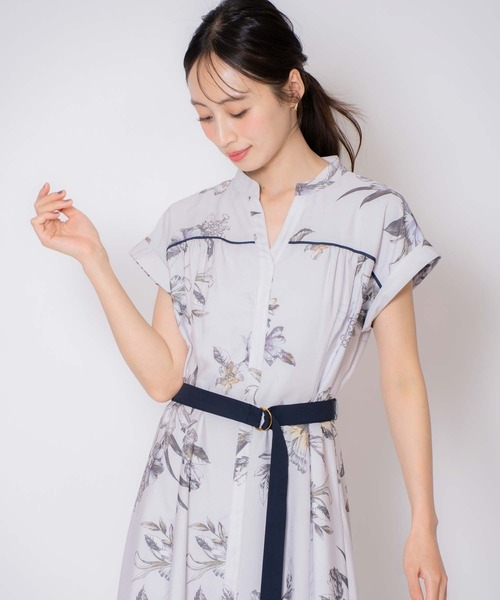 Noela ワンピース 「15周年」スカーフ柄シャツワンピース