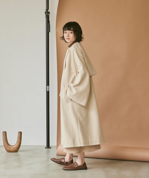 「moi tytto」 ノーカラーコート MEDIUM ブラウン レディース_画像5