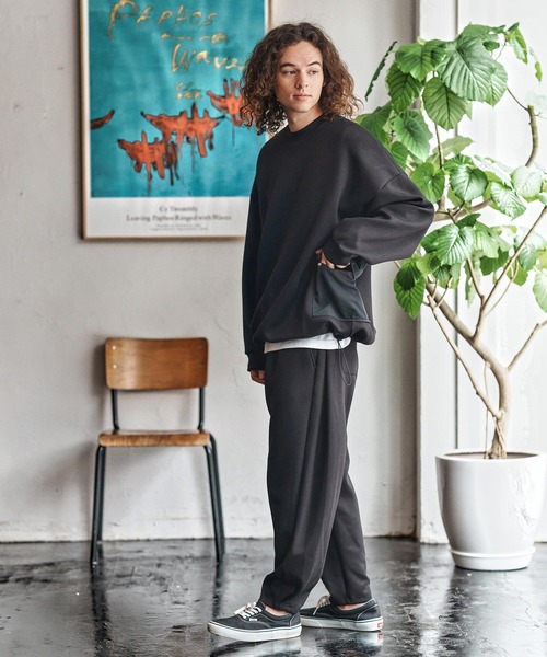 異素材ミックス　トレーナー　トップス CAMBIO トレーナー スウェット msw1718- 異素材切り替えCNポンチ