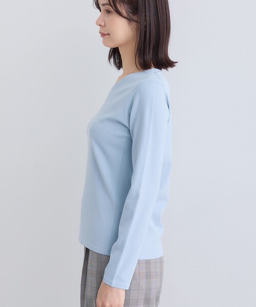 INDIVI - INDIVI 新品タグ付き水色 ニット セーター 長袖 INDIVI（インディヴィ） ニット セーター 「洗える」Vネックコンパクト