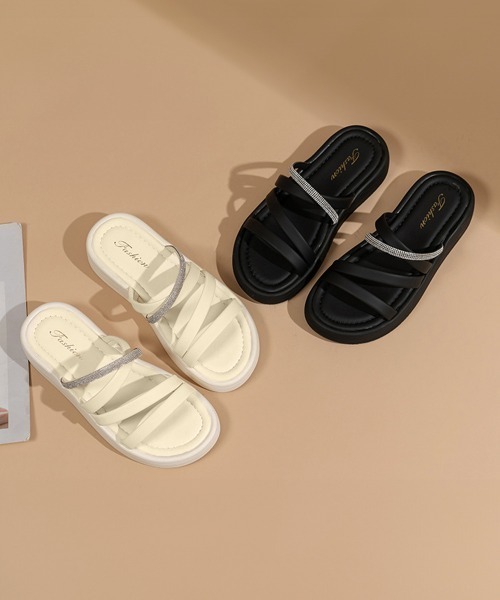 「Miniministore」 フラットサンダル 22.5cm アイボリー レディース_画像3