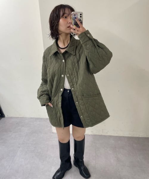 mystic 襟付きキルティングジャケット WEB限定カラー/カーキ】襟付きキルティングジャケット｜ルミネの