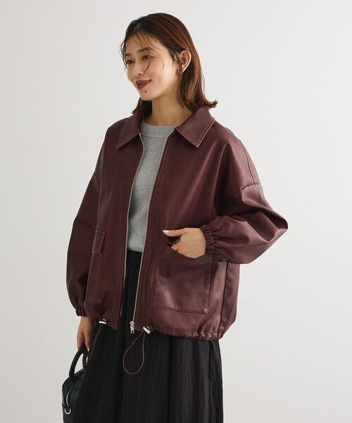 ELENCARE DUE ブルゾン アウター 合成皮革ブルゾン レディース