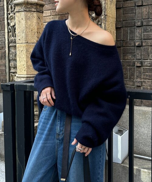 DouDou（ドゥドゥ） ニット セーター ファーウールボートネックプル