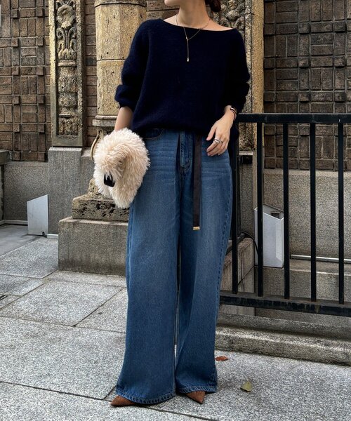 DouDou（ドゥドゥ） ニット セーター ファーウールボートネックプル