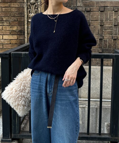 DouDou（ドゥドゥ） ニット セーター ファーウールボートネックプル