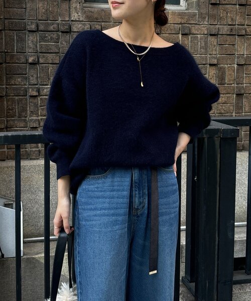 DouDou（ドゥドゥ） ニット セーター ファーウールボートネックプル