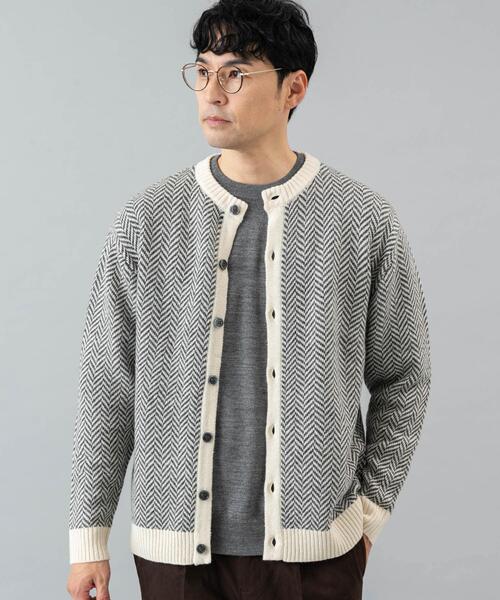 URBAN RESEARCH ROSSO MEN カーディガン 「XLサイズあり」ヘリンボーン