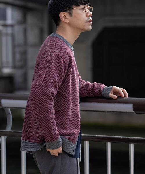 URBAN RESEARCH ROSSO MEN カーディガン 「XLサイズあり」ヘリンボーン 