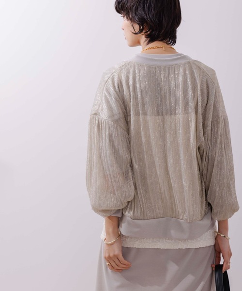 【新品未使用】Eimee Law エイミーロウ　チュール　七分袖カーディガン　M Eimee Law（エイミーロウ） カーディガン 38 ブラック レディース