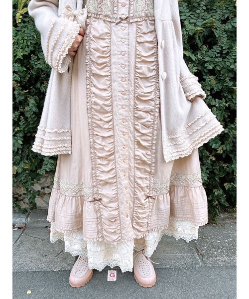 PINK HOUSE（ピンクハウス） ワンピース ケミカルレース使いミディ