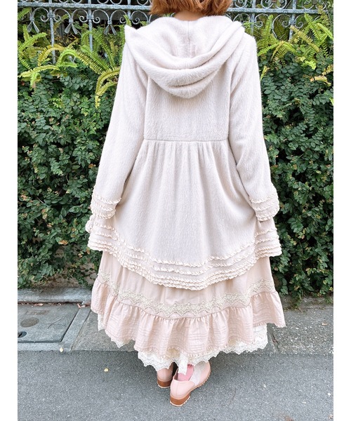 PINK HOUSE綿ローン フリルオフホワイトミディ丈コート（未使用に近い） PINK HOUSE（ピンクハウス） ワンピース ケミカルレース使いミディ