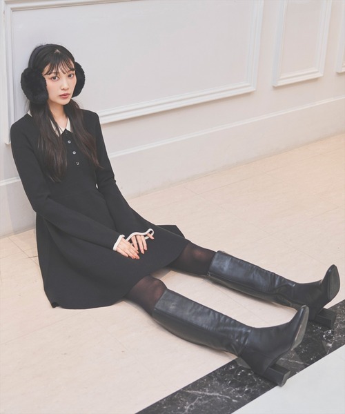 AND COUTURE（アンドクチュール） ワンピース バイカラーポロニット