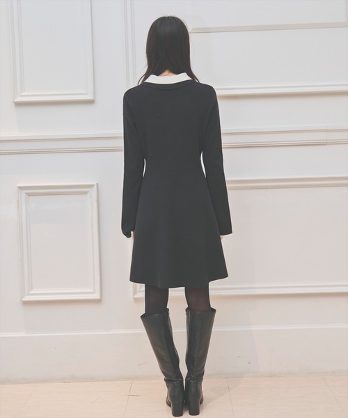 AND COUTURE（アンドクチュール） ワンピース バイカラーポロニット