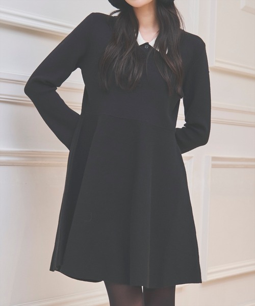 AND COUTURE（アンドクチュール） ワンピース バイカラーポロニット